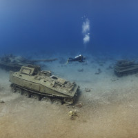 Military underwater museum of Aqaba in panorama