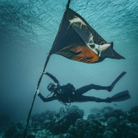Underwater pole dance (flag pose), Bonaire